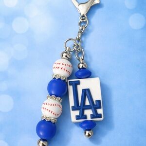 Homemade MLB Los Angeles Dodgers baseball keychain purse bag backpack charm